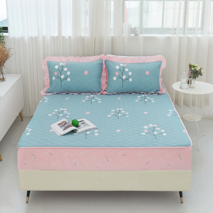 91家纺网 家纺一手货源 找家纺 （总）爱妮玖玖 2025新款全套夹棉床裙床笠四件套夏风款