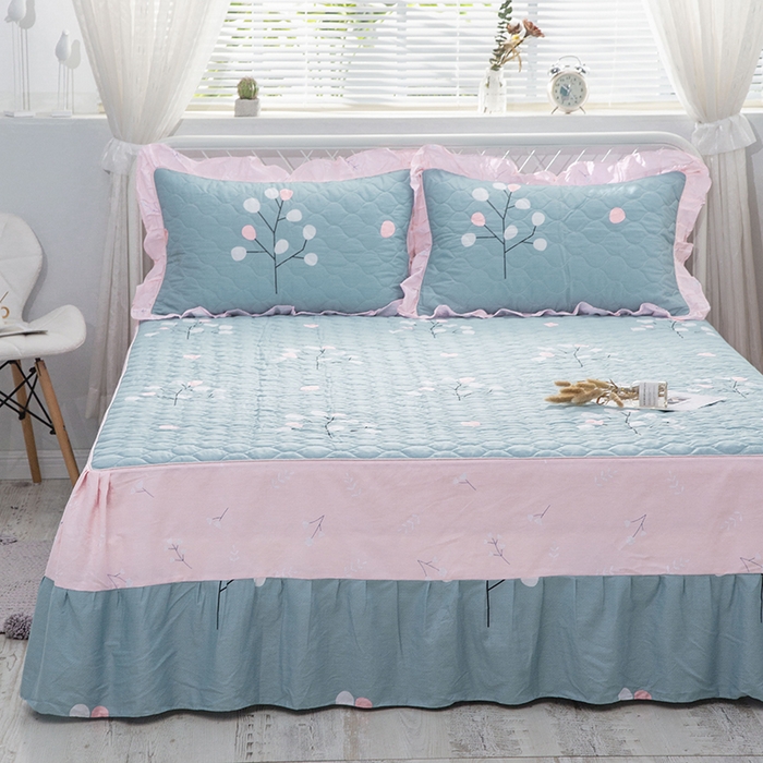 91家纺网 家纺一手货源 找家纺 （总）爱妮玖玖 2025新款全套夹棉床裙床笠四件套夏风款