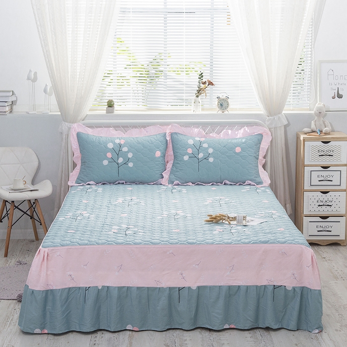 91家纺网 家纺一手货源 找家纺 （总）爱妮玖玖 2025新款全套夹棉床裙床笠四件套夏风款