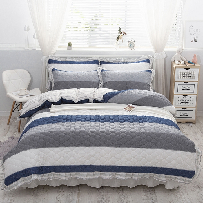 91家纺网 家纺一手货源 找家纺 （总）爱妮玖玖 2025新款全套夹棉床裙床笠四件套夏风款