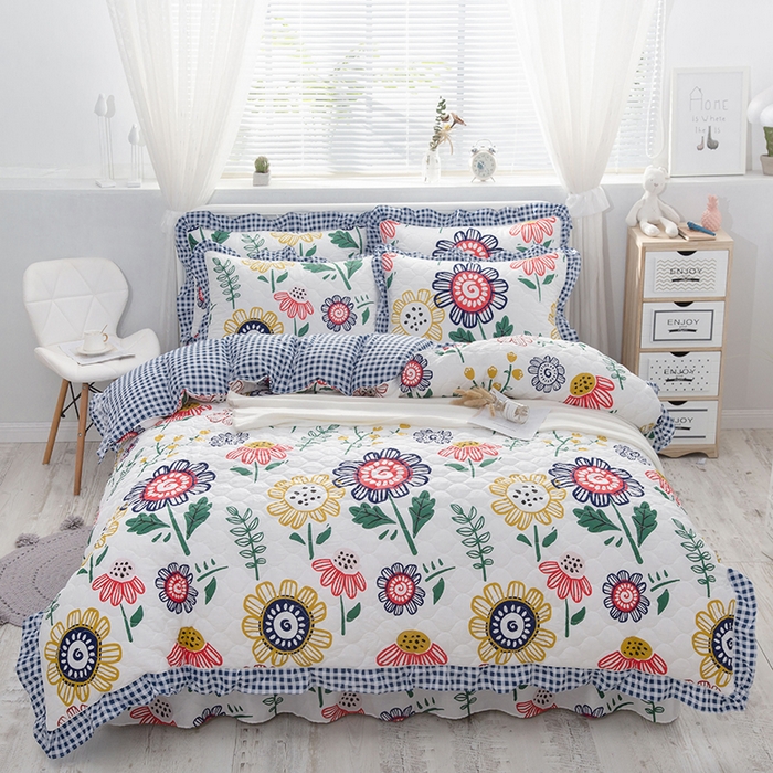 91家纺网 家纺一手货源 找家纺 （总）爱妮玖玖 2025新款全套夹棉床裙床笠四件套夏风款