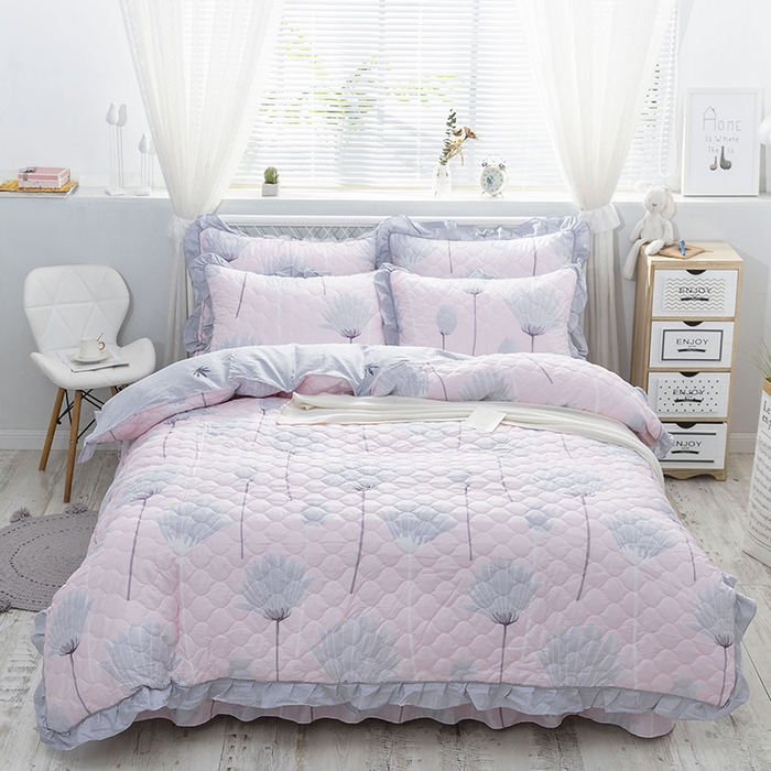 91家纺网 家纺一手货源 找家纺 （总）爱妮玖玖 2025新款全套夹棉床裙床笠四件套夏风款