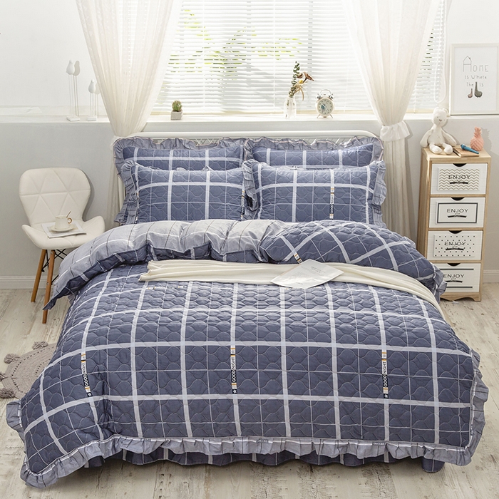 91家纺网 家纺一手货源 找家纺 （总）爱妮玖玖 2025新款全套夹棉床裙床笠四件套夏风款