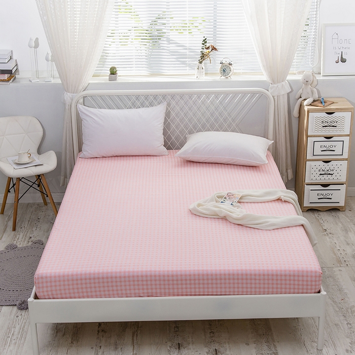 91家纺网 家纺一手货源 找家纺 爱妮玖玖 2025新款夏风系列单层床笠 红格