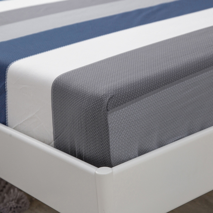 91家纺网 家纺一手货源 找家纺 爱妮玖玖 2025新款夏风系列单层床笠 灰蓝条