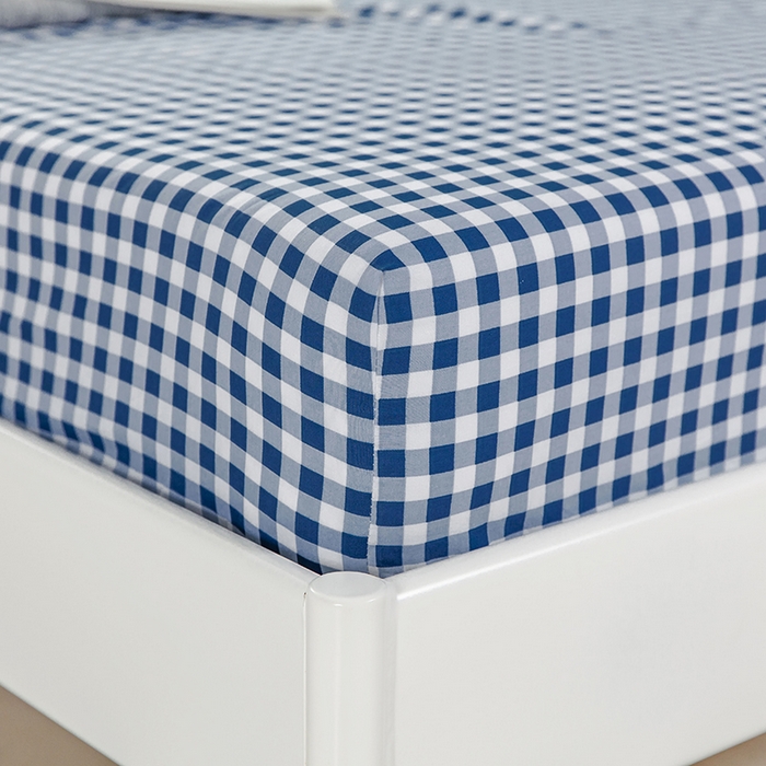 91家纺网 家纺一手货源 找家纺 爱妮玖玖 2025新款夏风系列单层床笠 蓝格