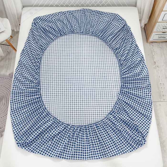 91家纺网 家纺一手货源 找家纺 爱妮玖玖 2025新款夏风系列单层床笠 蓝格