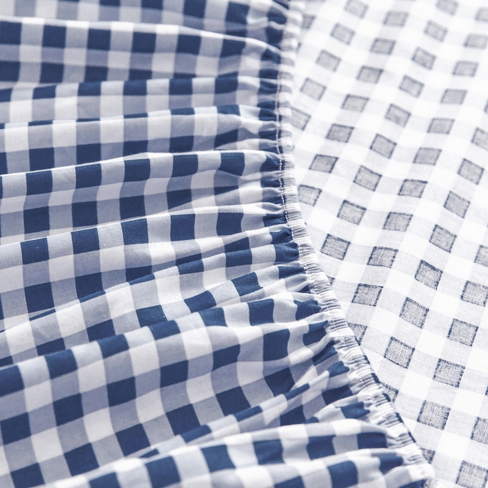 91家纺网 家纺一手货源 找家纺 爱妮玖玖 2025新款夏风系列单层床笠 蓝格