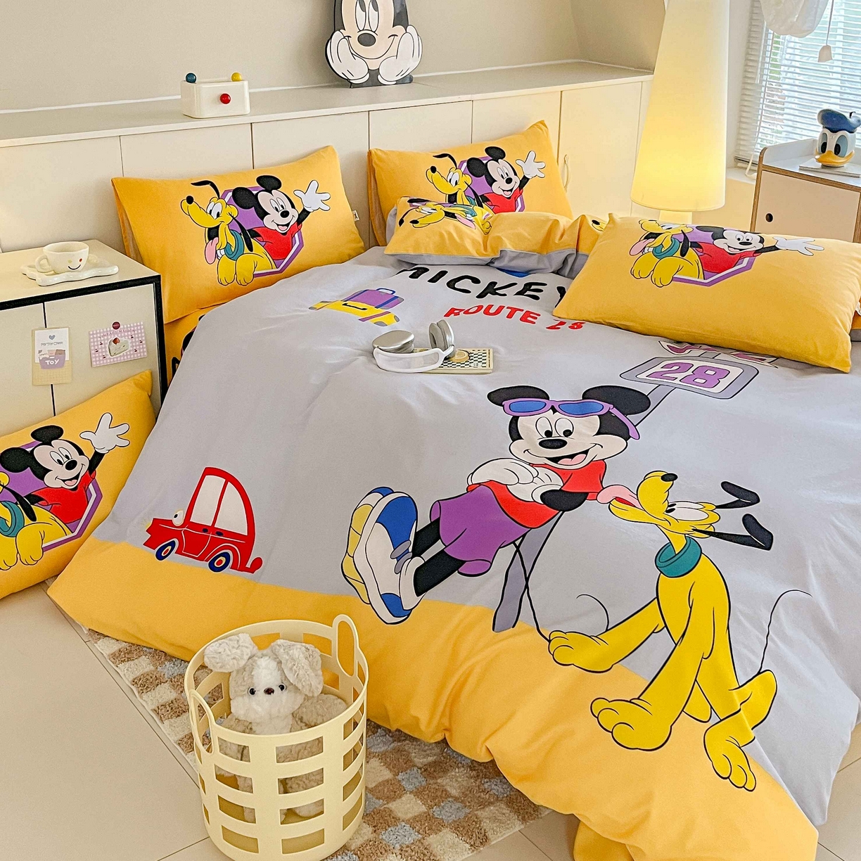 91家纺网 家纺一手货源 找家纺 玉元坊 2025年5月新品 大版卡通全棉纯棉床单床笠加厚四件套 米奇妙妙