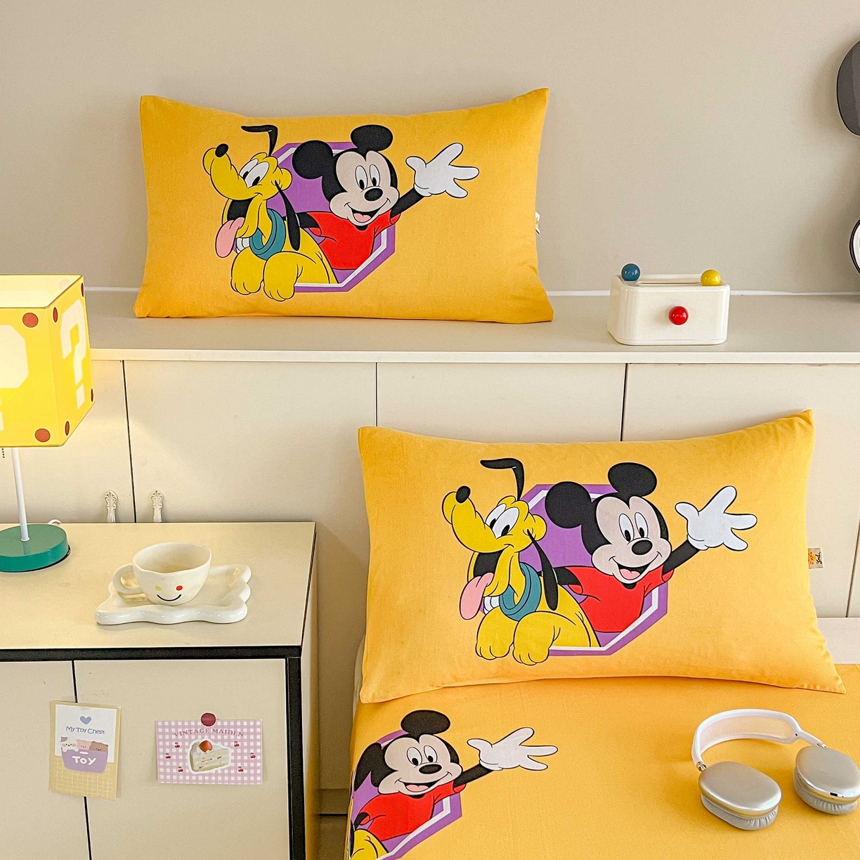 91家纺网 家纺一手货源 找家纺 玉元坊 2025年5月新品 大版卡通全棉纯棉床单床笠加厚四件套 米奇妙妙