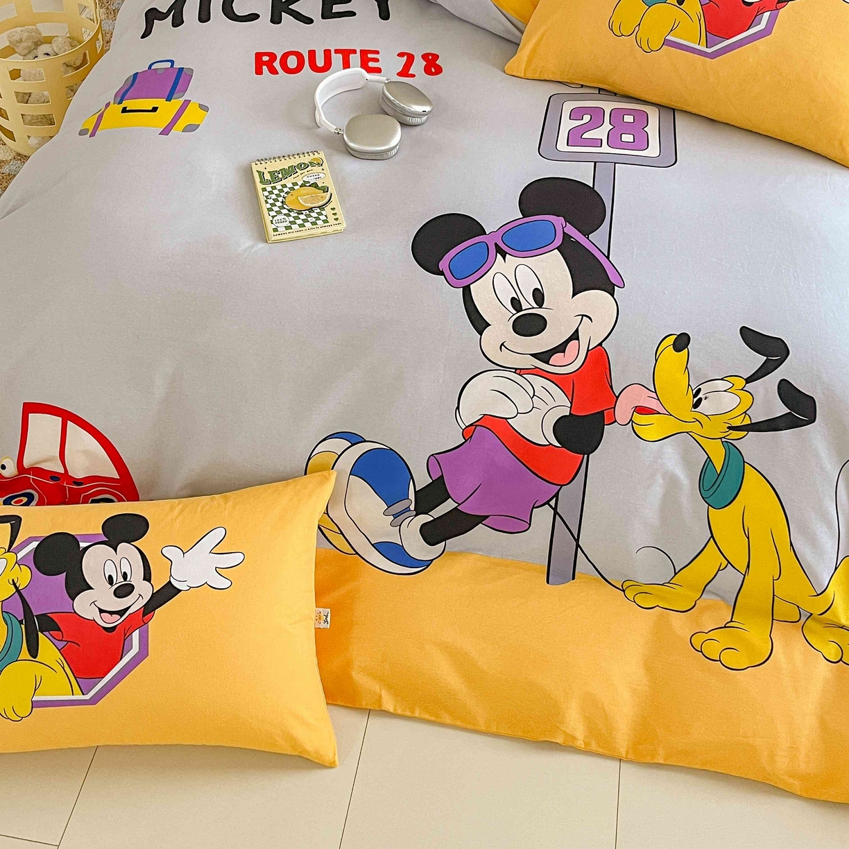 91家纺网 家纺一手货源 找家纺 玉元坊 2025年5月新品 大版卡通全棉纯棉床单床笠加厚四件套 米奇妙妙