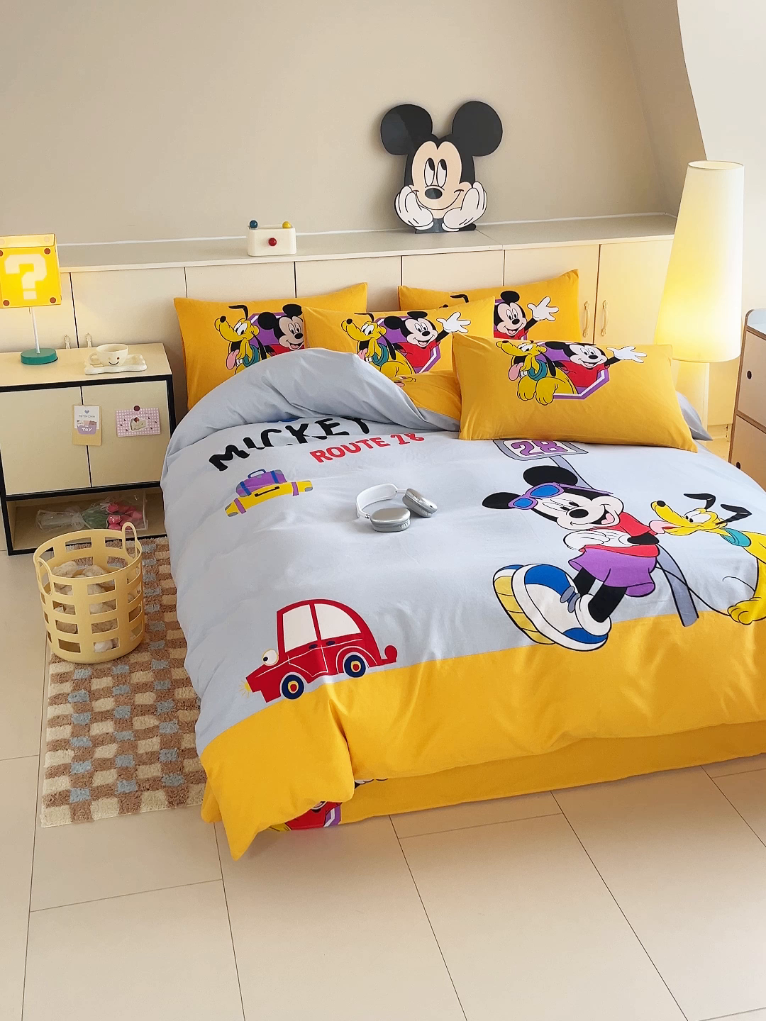 91家纺网 家纺一手货源 找家纺 玉元坊 2025年5月新品 大版卡通全棉纯棉床单床笠加厚四件套 米奇妙妙