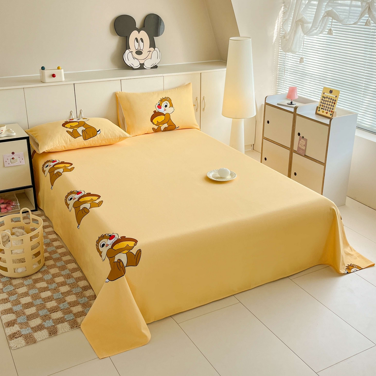 91家纺网 家纺一手货源 找家纺 玉元坊 2025年5月新品 大版卡通全棉纯棉床单床笠加厚四件套 笑脸奇奇