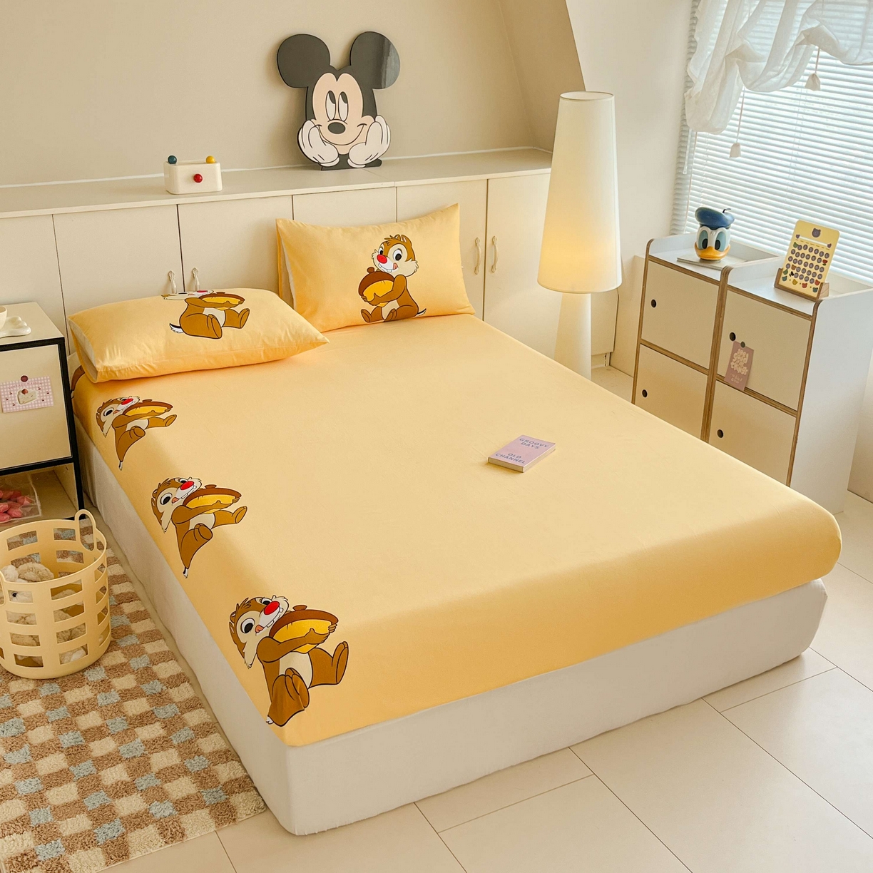 91家纺网 家纺一手货源 找家纺 玉元坊 2025年5月新品 大版卡通全棉纯棉床单床笠加厚四件套 笑脸奇奇