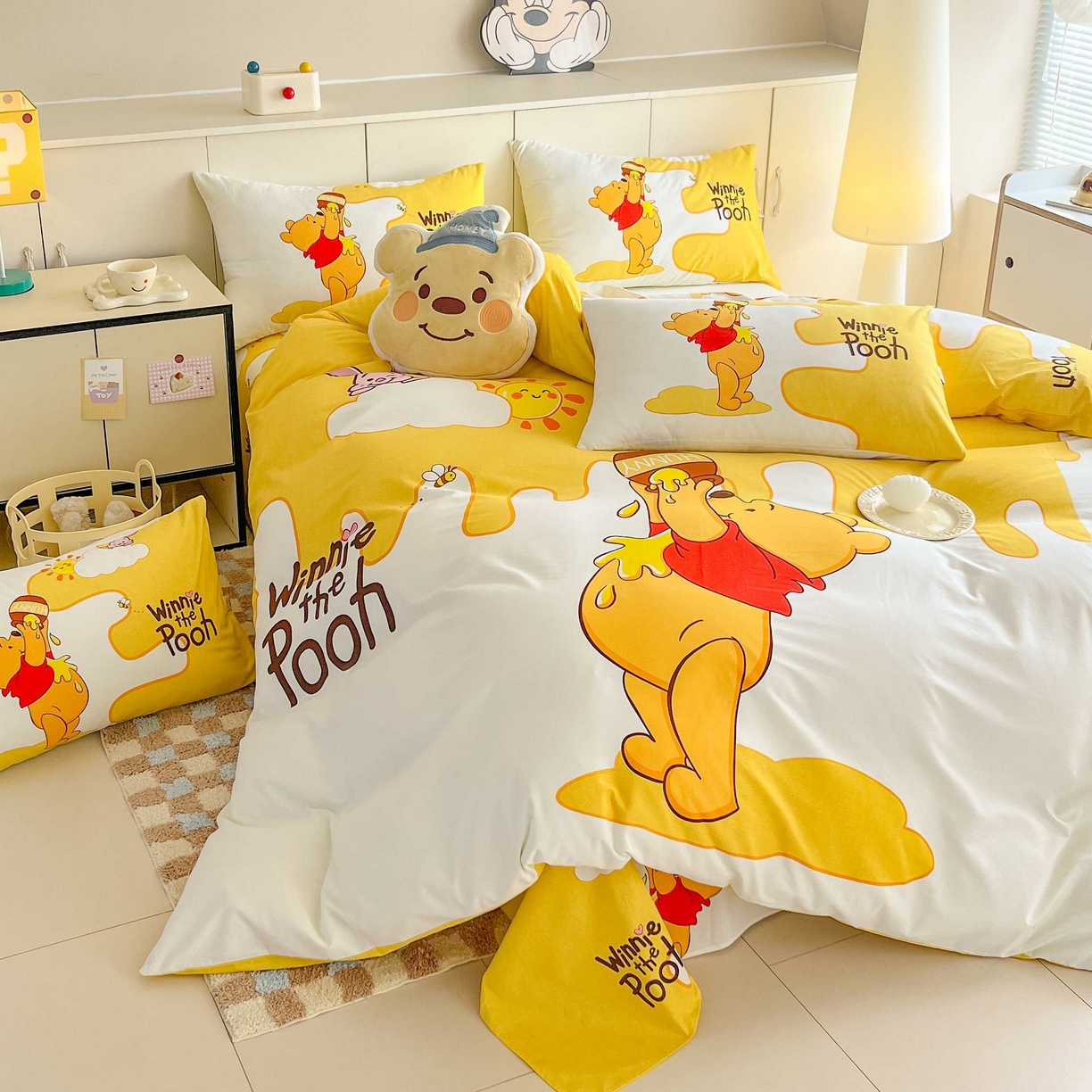 91家纺网 家纺一手货源 找家纺 玉元坊 2025年5月新品 大版卡通全棉纯棉床单床笠加厚四件套 熊熊的爱