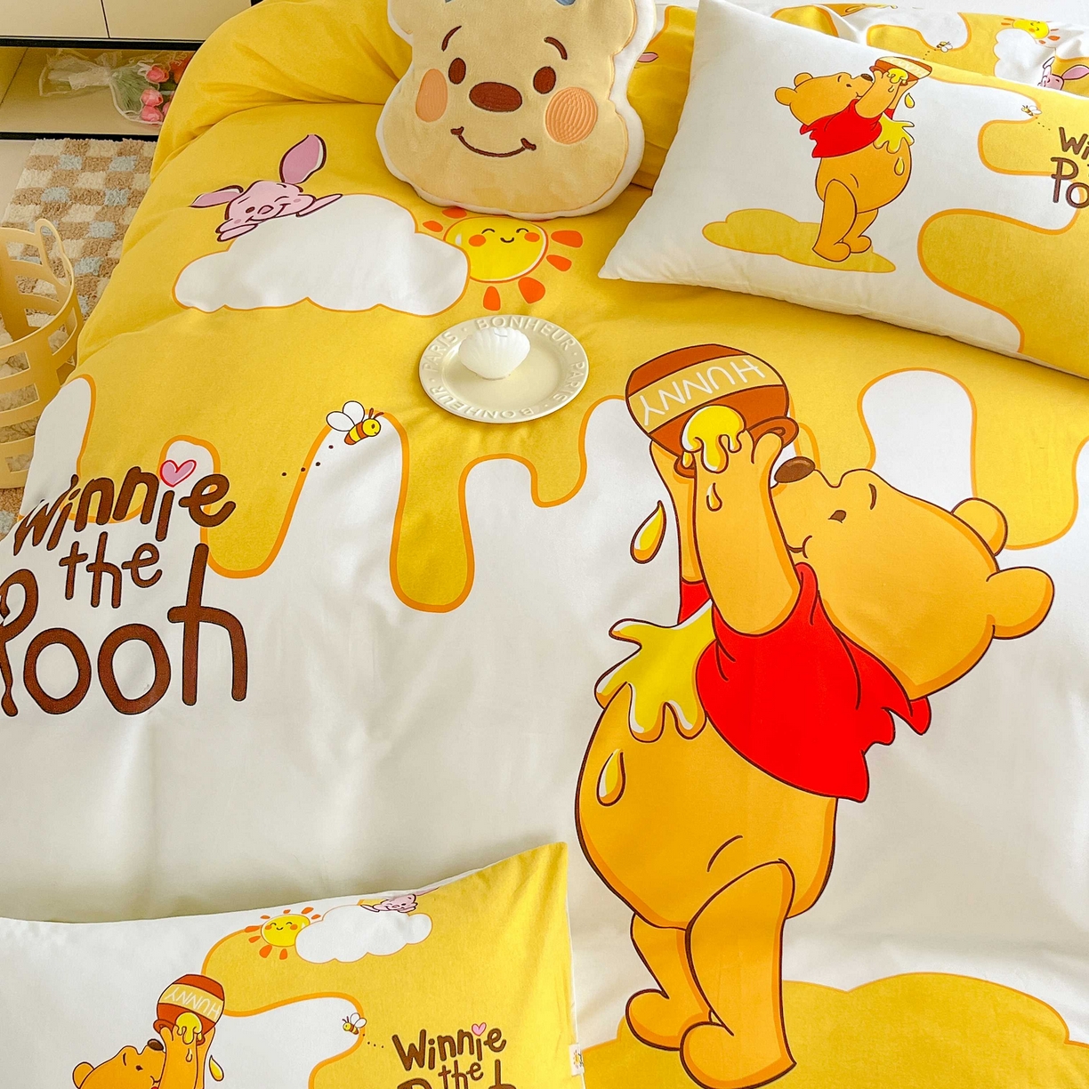 91家纺网 家纺一手货源 找家纺 玉元坊 2025年5月新品 大版卡通全棉纯棉床单床笠加厚四件套 熊熊的爱