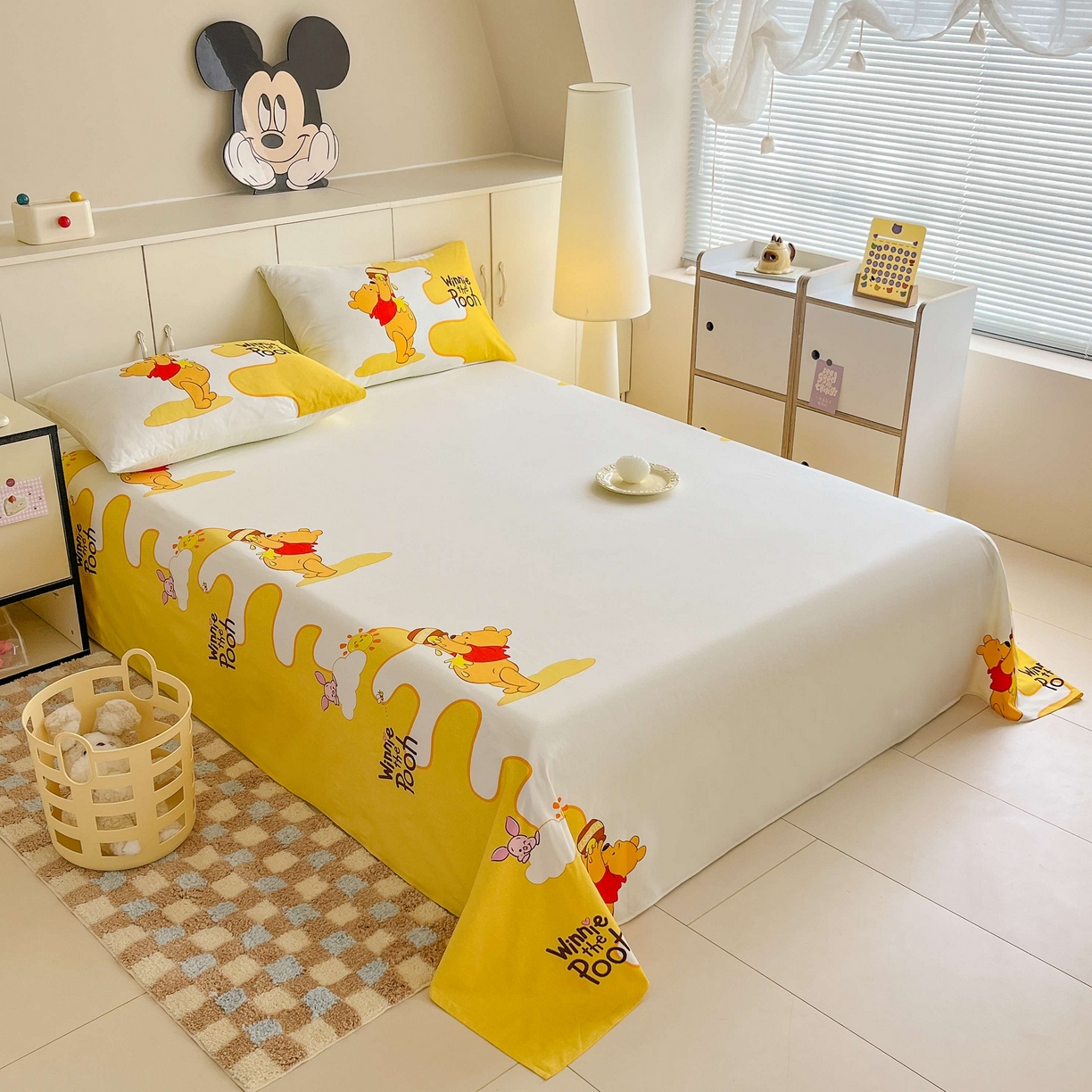 91家纺网 家纺一手货源 找家纺 玉元坊 2025年5月新品 大版卡通全棉纯棉床单床笠加厚四件套 熊熊的爱