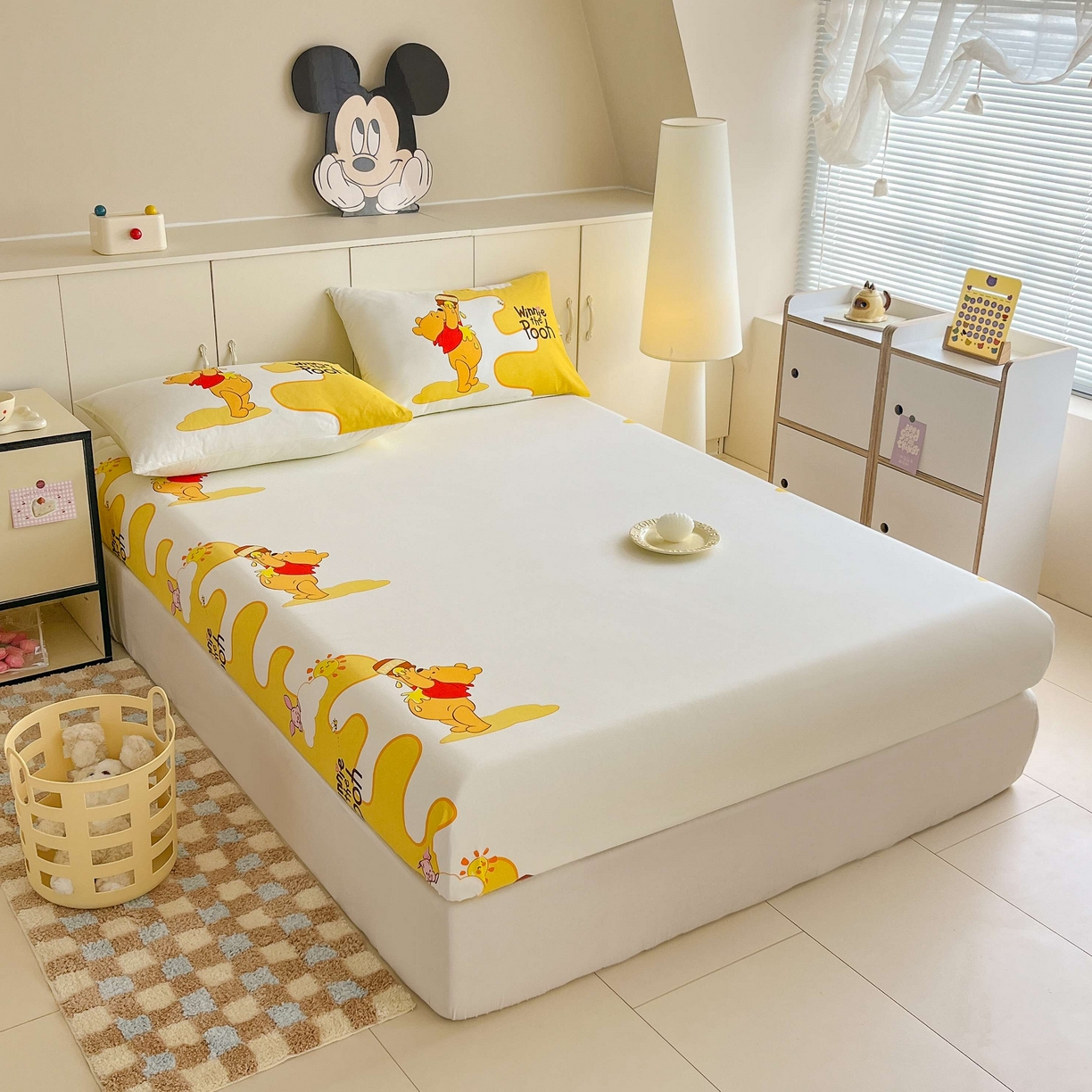 91家纺网 家纺一手货源 找家纺 玉元坊 2025年5月新品 大版卡通全棉纯棉床单床笠加厚四件套 熊熊的爱