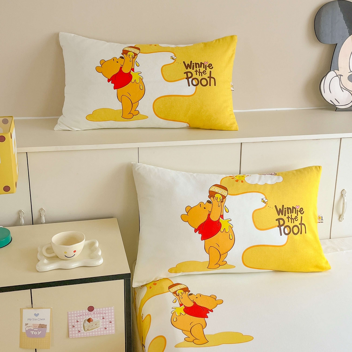 91家纺网 家纺一手货源 找家纺 玉元坊 2025年5月新品 大版卡通全棉纯棉床单床笠加厚四件套 熊熊的爱