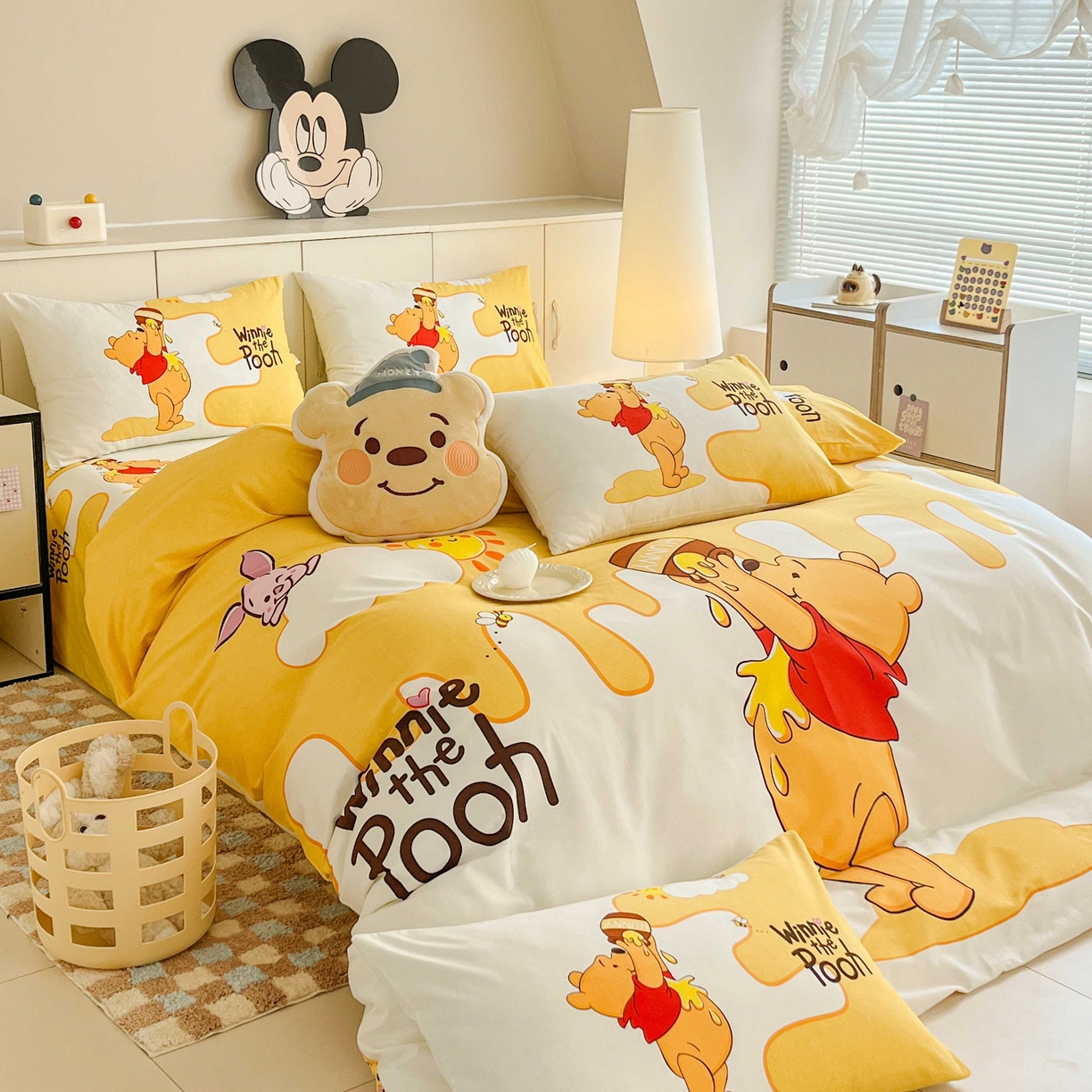 91家纺网 家纺一手货源 找家纺 玉元坊 2025年5月新品 大版卡通全棉纯棉床单床笠加厚四件套 熊熊的爱