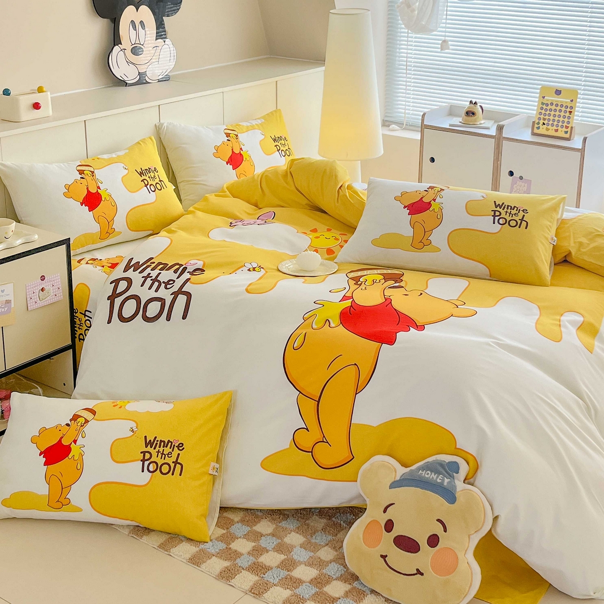 91家纺网 家纺一手货源 找家纺 玉元坊 2025年5月新品 大版卡通全棉纯棉床单床笠加厚四件套 熊熊的爱