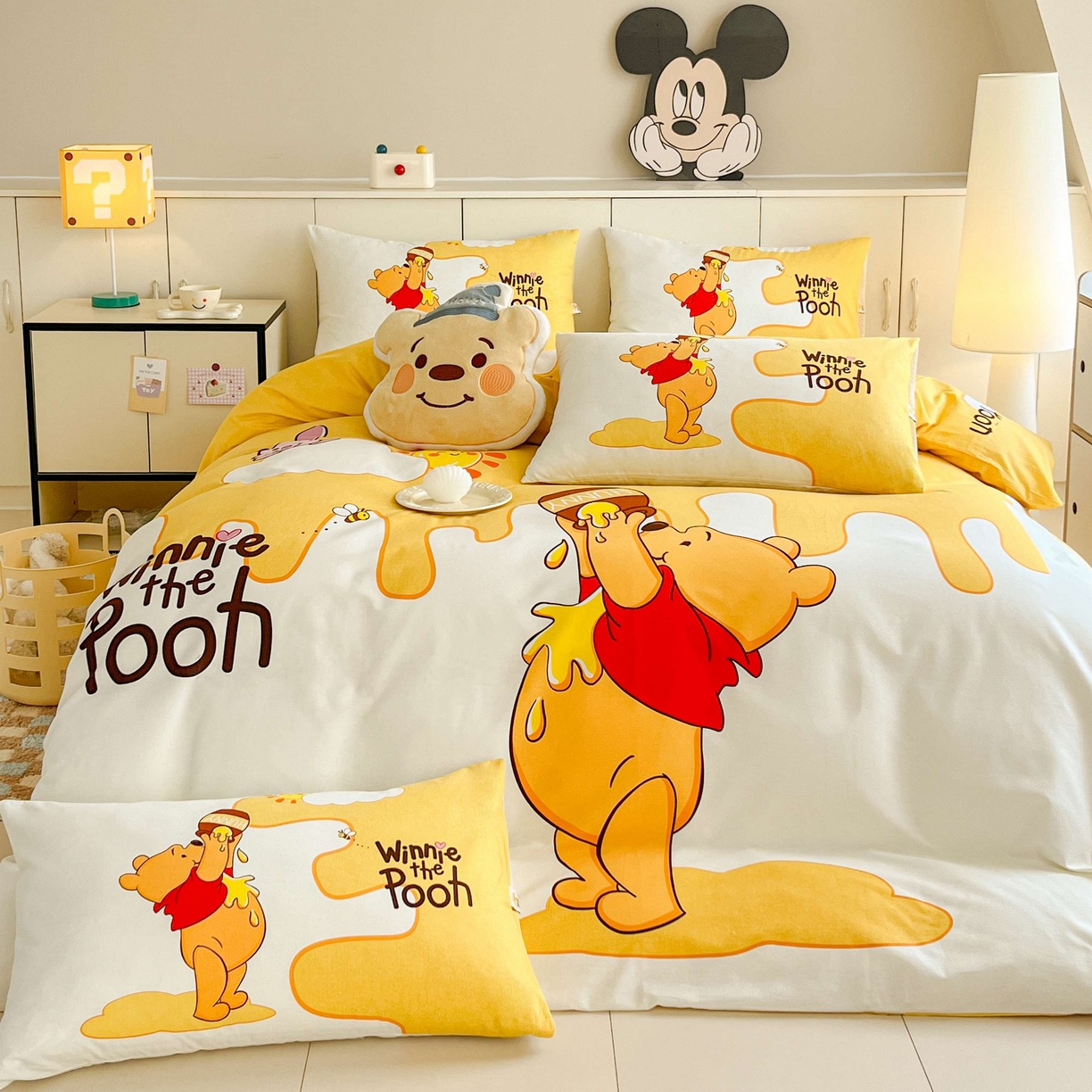 91家纺网 家纺一手货源 找家纺 玉元坊 2025年5月新品 大版卡通全棉纯棉床单床笠加厚四件套 熊熊的爱