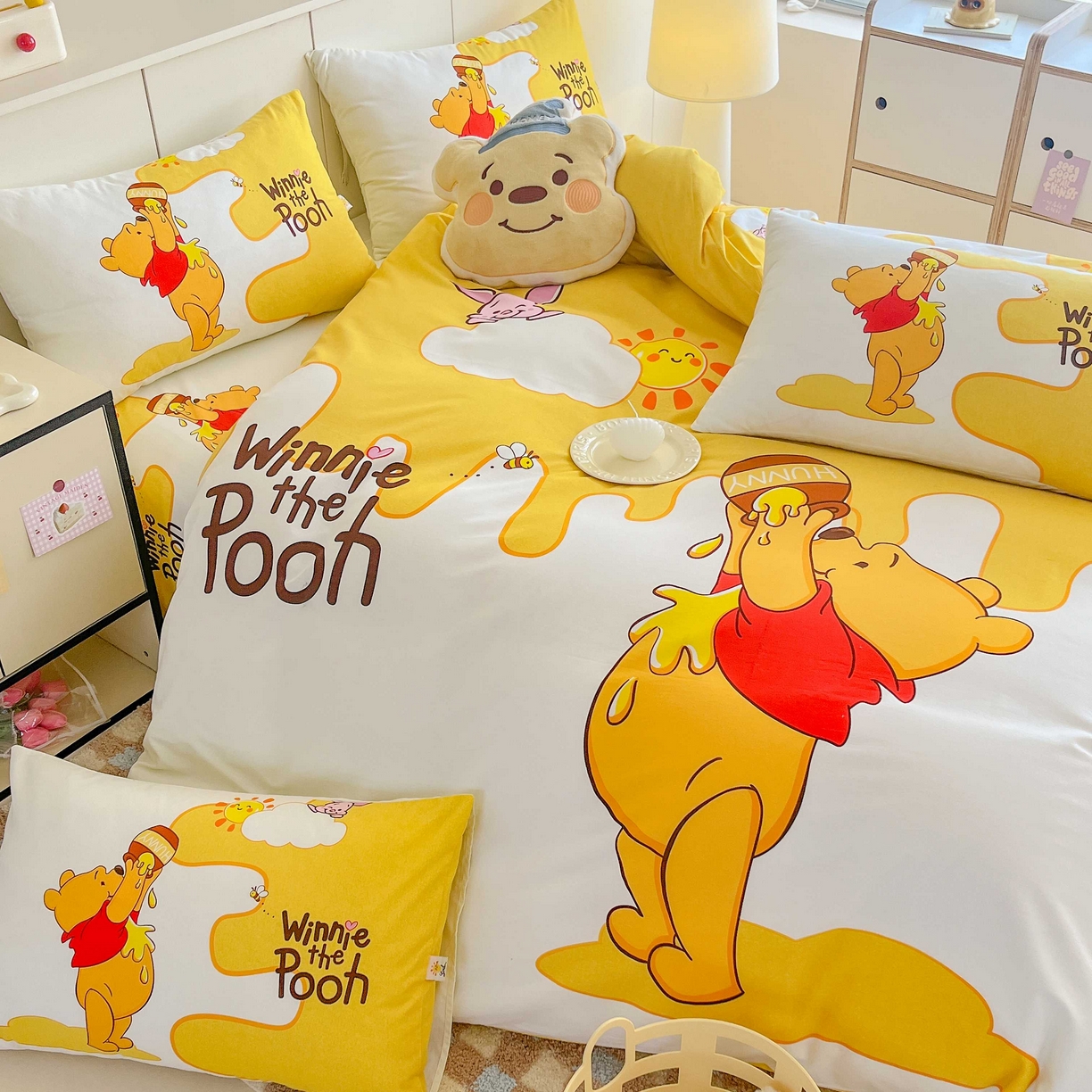 91家纺网 家纺一手货源 找家纺 玉元坊 2025年5月新品 大版卡通全棉纯棉床单床笠加厚四件套 熊熊的爱