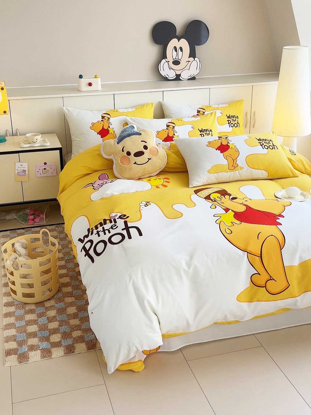 91家纺网 家纺一手货源 找家纺 玉元坊 2025年5月新品 大版卡通全棉纯棉床单床笠加厚四件套 熊熊的爱