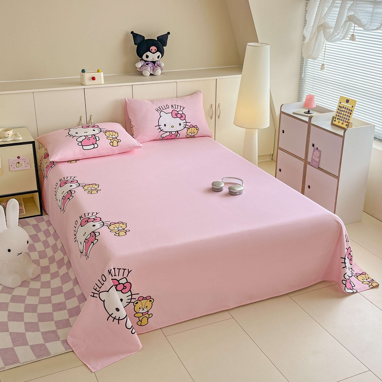 91家纺网 家纺一手货源 找家纺 玉元坊 2025年5月新品 大版卡通全棉纯棉床单床笠加厚四件套 有点甜