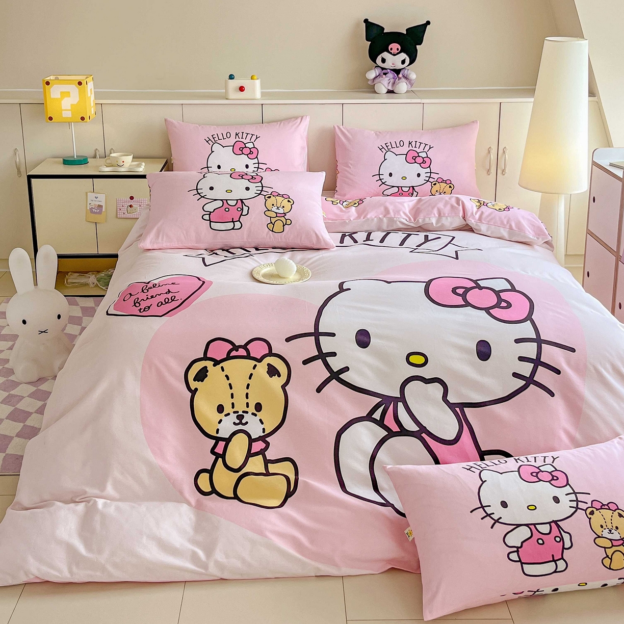 91家纺网 家纺一手货源 找家纺 玉元坊 2025年5月新品 大版卡通全棉纯棉床单床笠加厚四件套 有点甜