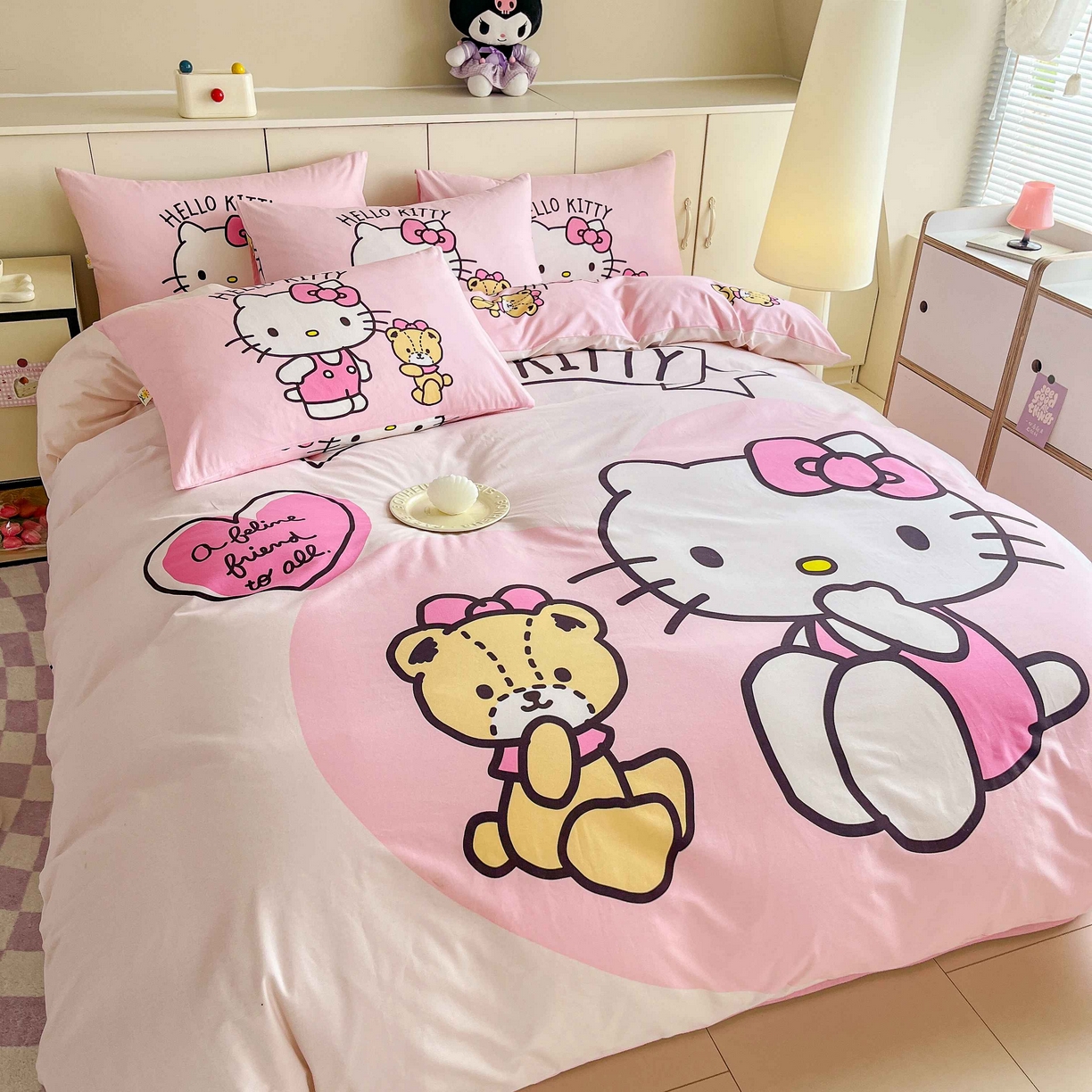 91家纺网 家纺一手货源 找家纺 玉元坊 2025年5月新品 大版卡通全棉纯棉床单床笠加厚四件套 有点甜