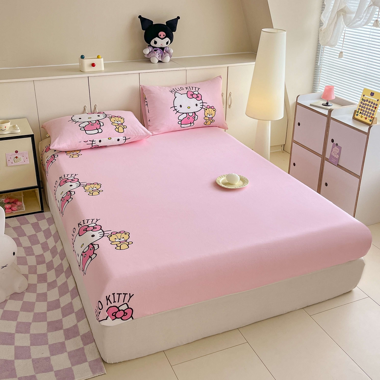 91家纺网 家纺一手货源 找家纺 玉元坊 2025年5月新品 大版卡通全棉纯棉床单床笠加厚四件套 有点甜