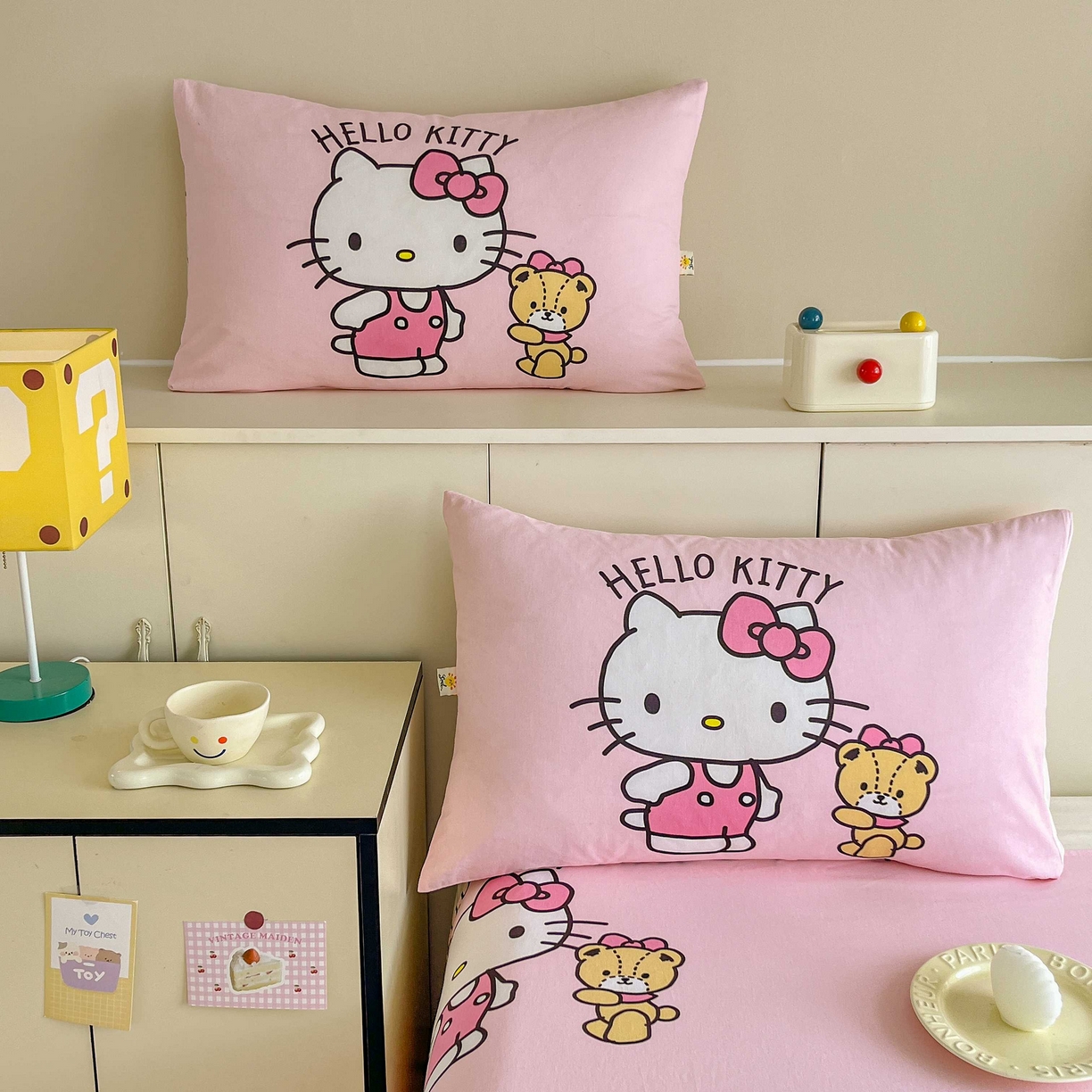 91家纺网 家纺一手货源 找家纺 玉元坊 2025年5月新品 大版卡通全棉纯棉床单床笠加厚四件套 有点甜