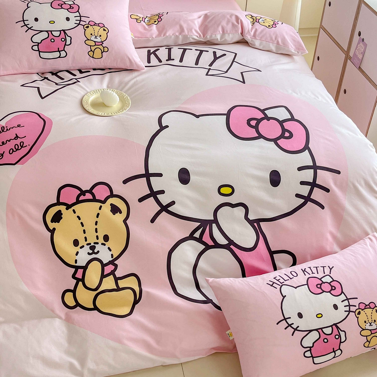 91家纺网 家纺一手货源 找家纺 玉元坊 2025年5月新品 大版卡通全棉纯棉床单床笠加厚四件套 有点甜