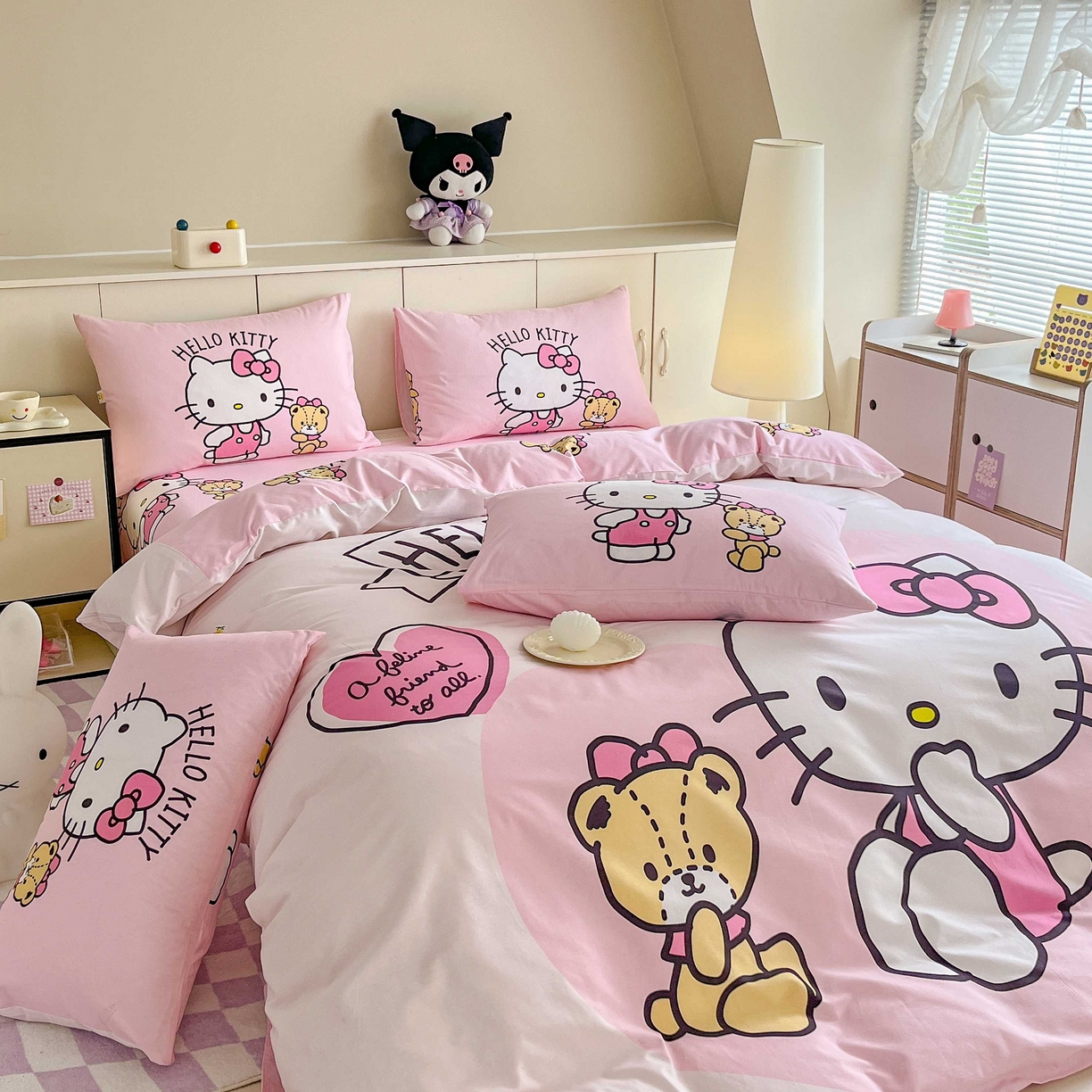 91家纺网 家纺一手货源 找家纺 玉元坊 2025年5月新品 大版卡通全棉纯棉床单床笠加厚四件套 有点甜