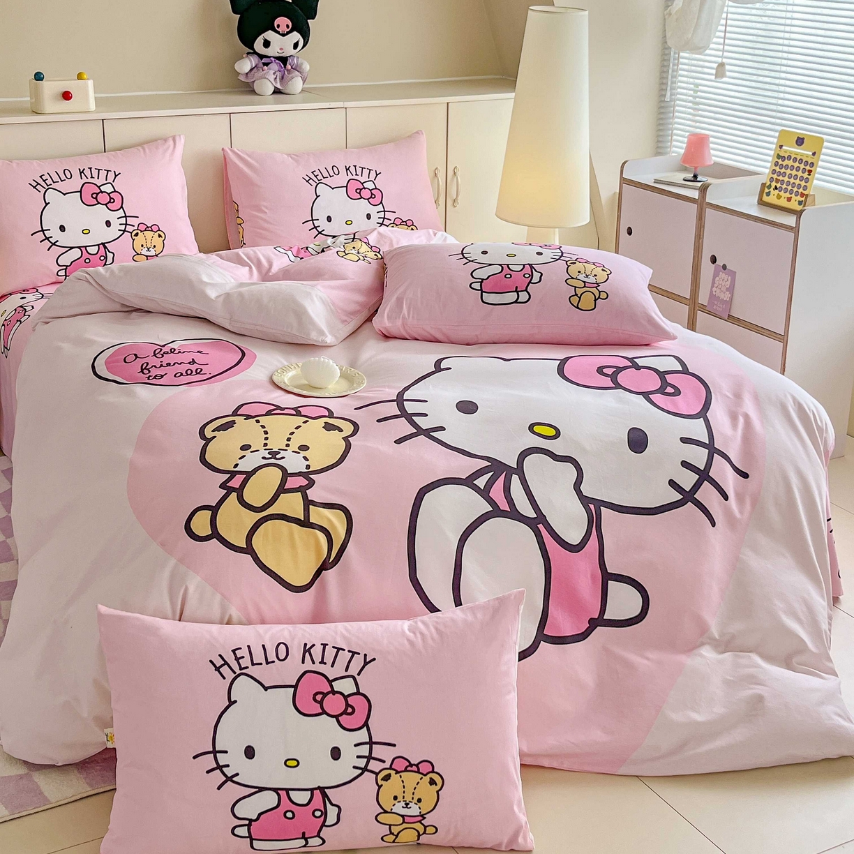 91家纺网 家纺一手货源 找家纺 玉元坊 2025年5月新品 大版卡通全棉纯棉床单床笠加厚四件套 有点甜