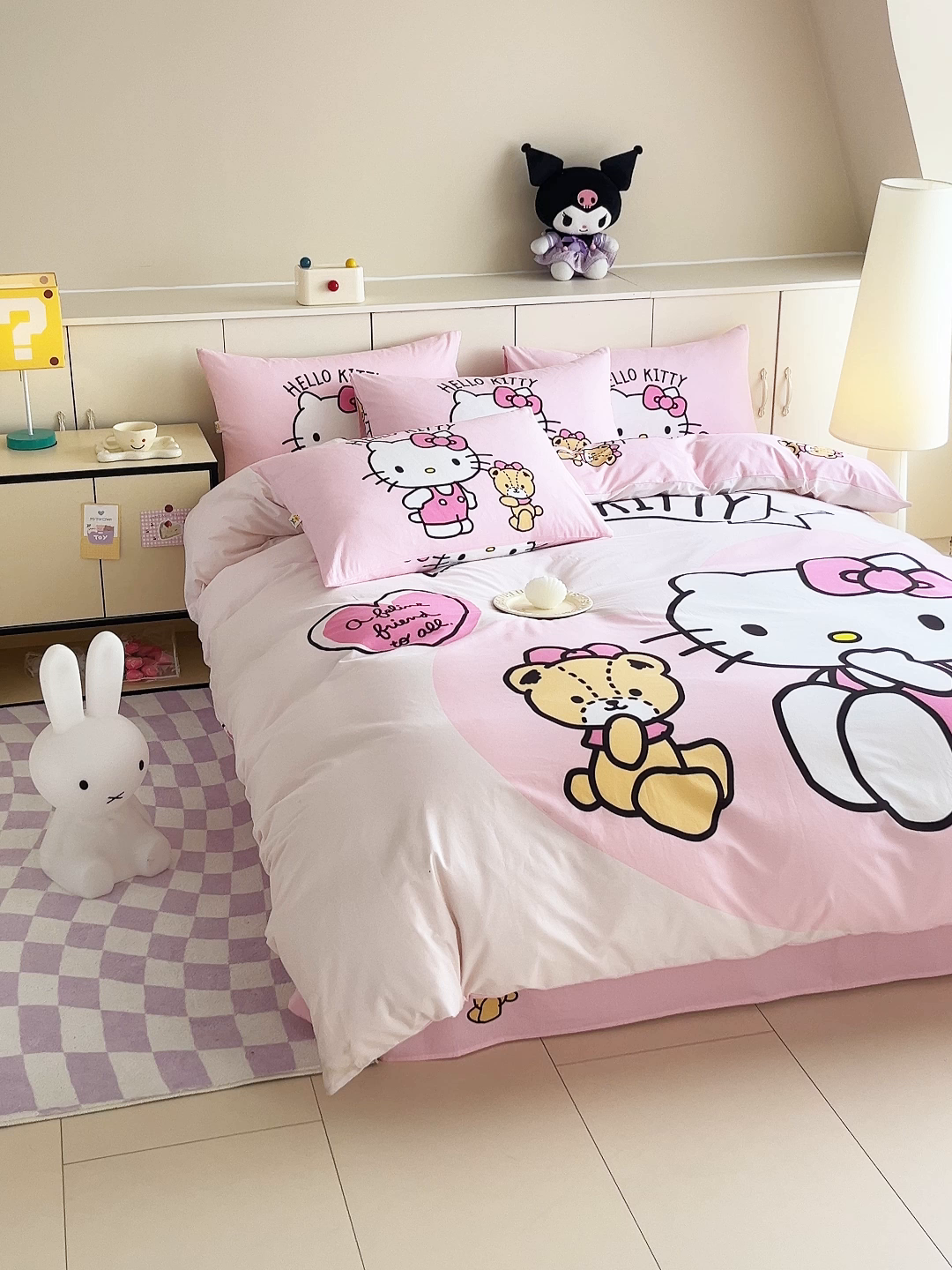 91家纺网 家纺一手货源 找家纺 玉元坊 2025年5月新品 大版卡通全棉纯棉床单床笠加厚四件套 有点甜