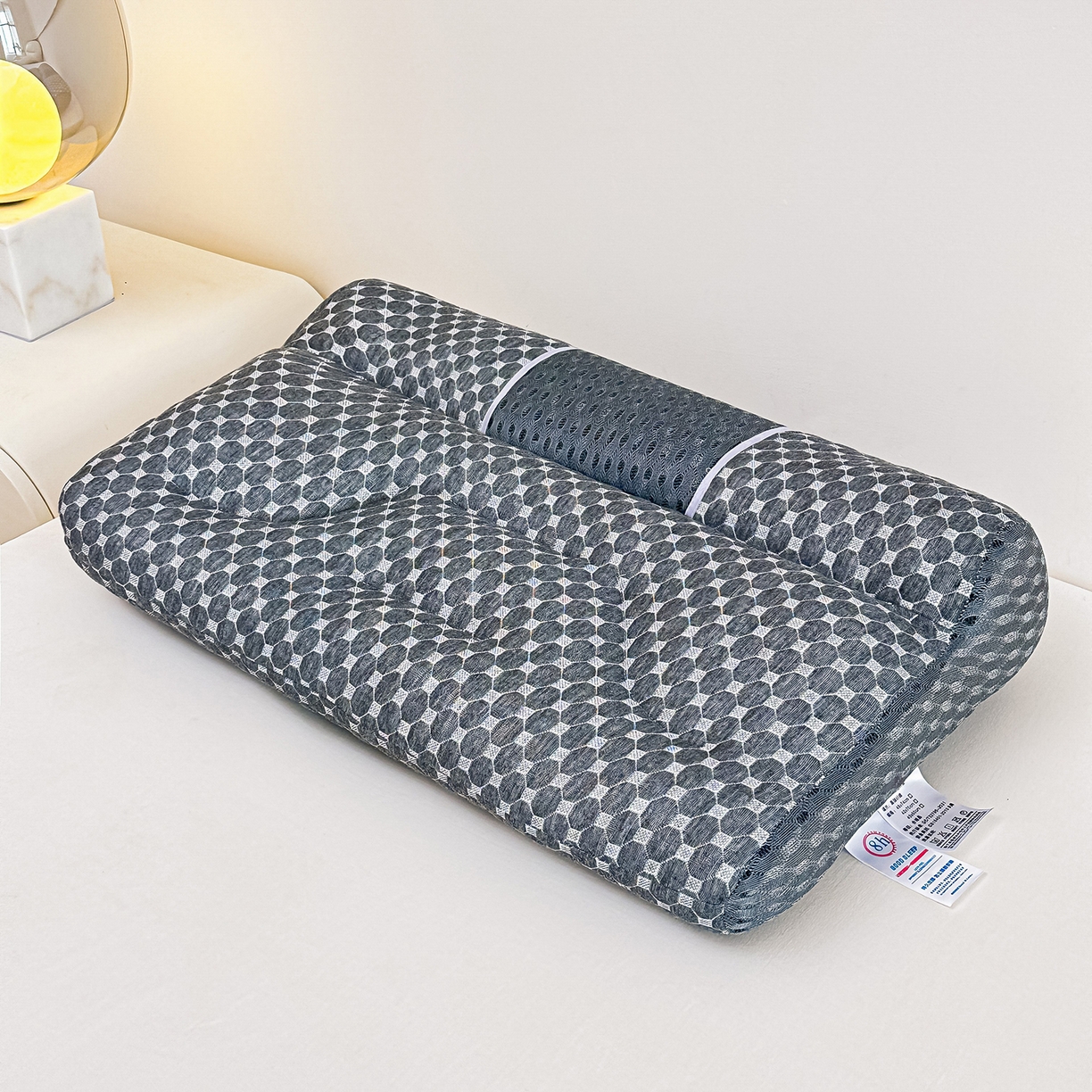 91家纺网 家纺一手货源 找家纺 佳尚枕芯 2025新款升级款牵引枕头Spa水立方分区护颈枕头枕芯 灰色 40x60cm/只-低枕