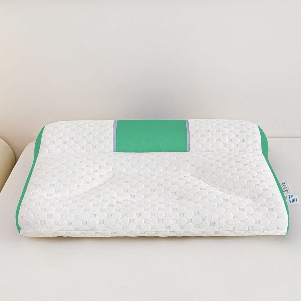 91家纺网 家纺一手货源 找家纺 佳尚枕芯 2025新款升级款牵引枕头Spa水立方分区护颈枕头枕芯 绿色 40x60cm/只-低枕