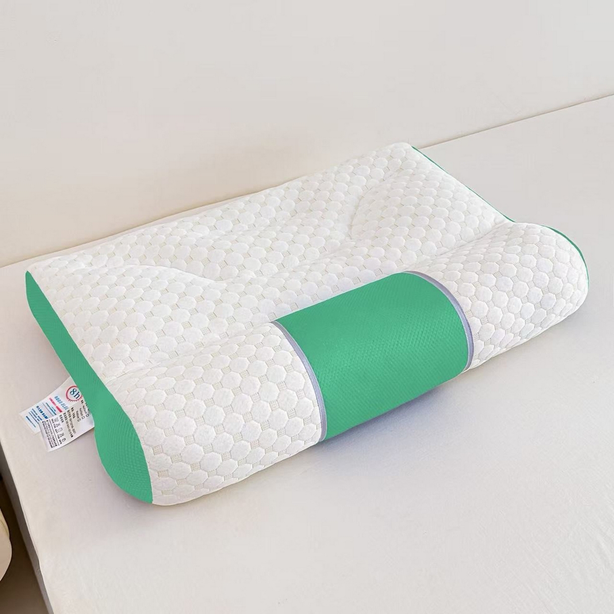 91家纺网 家纺一手货源 找家纺 佳尚枕芯 2025新款升级款牵引枕头Spa水立方分区护颈枕头枕芯 绿色 40x60cm/只-低枕