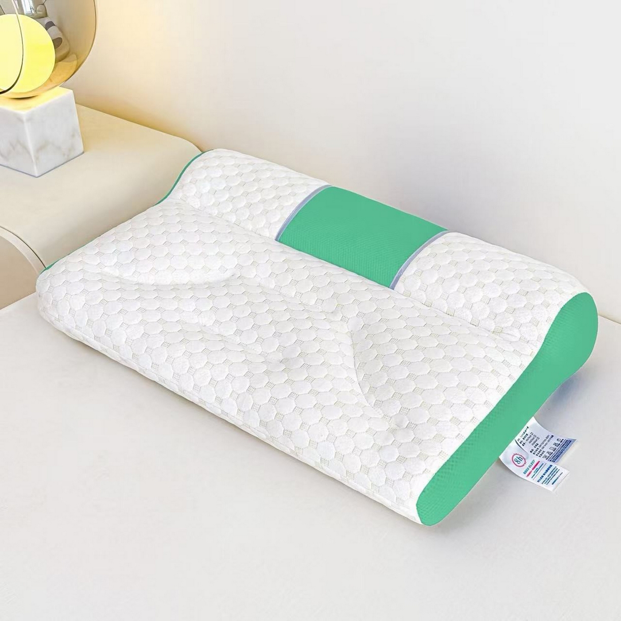 佳尚枕芯 2025新款升级款牵引枕头Spa水立方分区护颈枕头枕芯 绿色 40x60cm/只-高枕