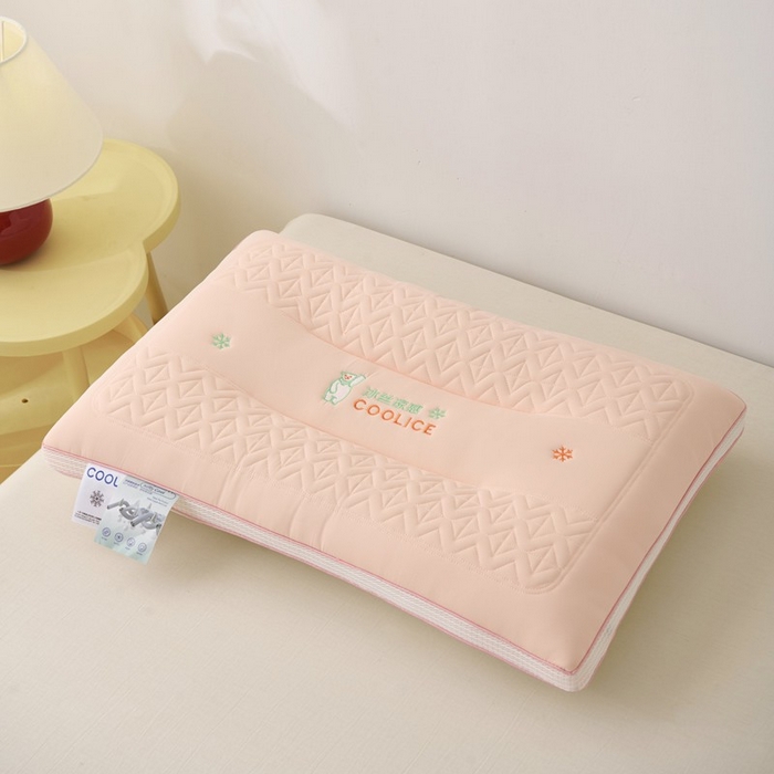 91家纺网 家纺一手货源 找家纺 佳尚枕芯 2025新款夏季超柔凉感冰丝乳胶枕头家用成人护颈椎助睡眠枕芯枕头 定型款-粉玉 48x74cm/只 低枕