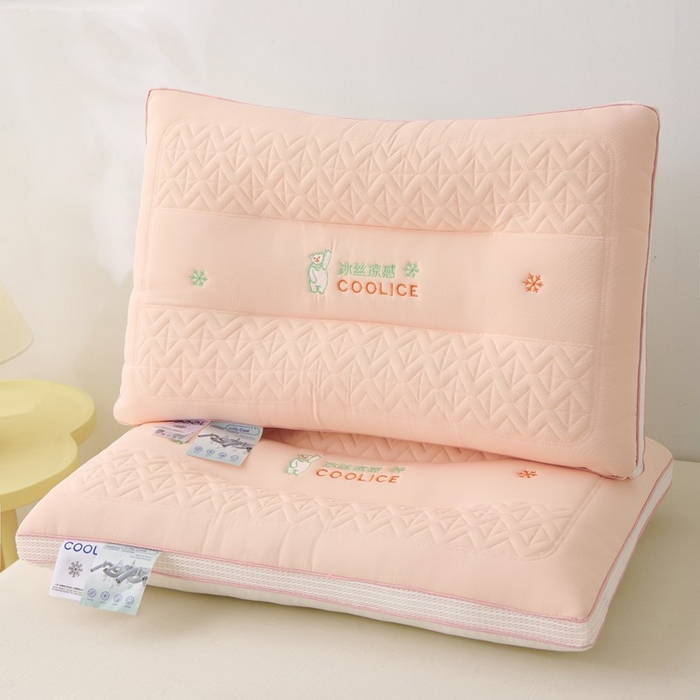 佳尚枕芯 2025新款夏季超柔凉感冰丝乳胶枕头家用成人护颈椎助睡眠枕芯枕头 定型款-粉玉 48x74cm/只 中枕
