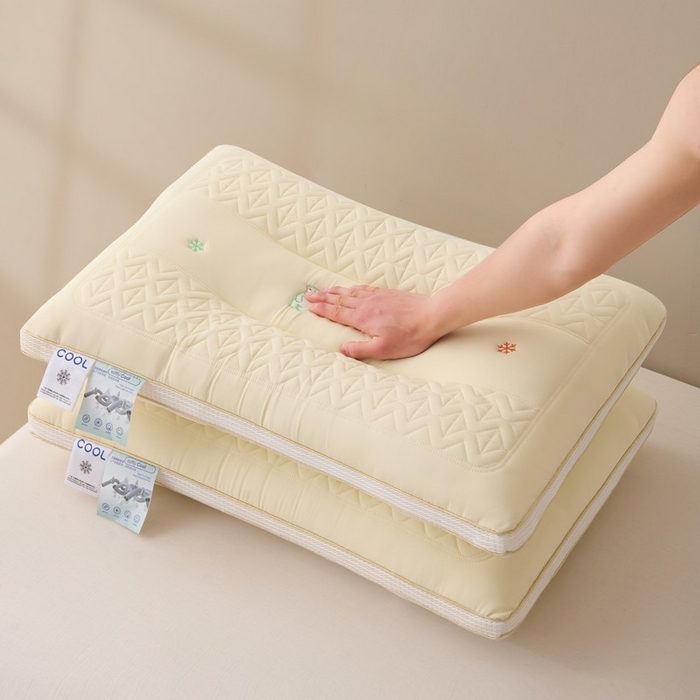 91家纺网 家纺一手货源 找家纺 佳尚枕芯 2025新款夏季超柔凉感冰丝乳胶枕头家用成人护颈椎助睡眠枕芯枕头 定型款-米黄 48x74cm/只 中枕