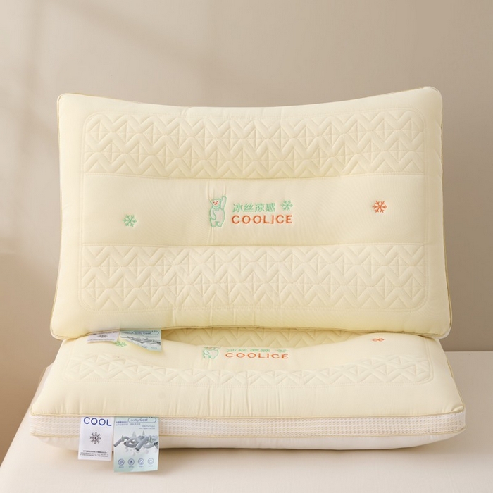 91家纺网 家纺一手货源 找家纺 佳尚枕芯 2025新款夏季超柔凉感冰丝乳胶枕头家用成人护颈椎助睡眠枕芯枕头 定型款-米黄 48x74cm/只 高枕