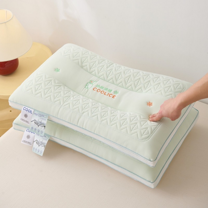 91家纺网 家纺一手货源 找家纺 佳尚枕芯 2025新款夏季超柔凉感冰丝乳胶枕头家用成人护颈椎助睡眠枕芯枕头 定型款-浅绿 48x74cm/只 低枕