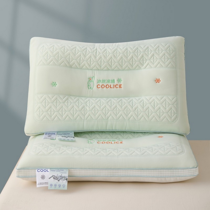 91家纺网 家纺一手货源 找家纺 佳尚枕芯 2025新款夏季超柔凉感冰丝乳胶枕头家用成人护颈椎助睡眠枕芯枕头 定型款-浅绿 48x74cm/只 低枕