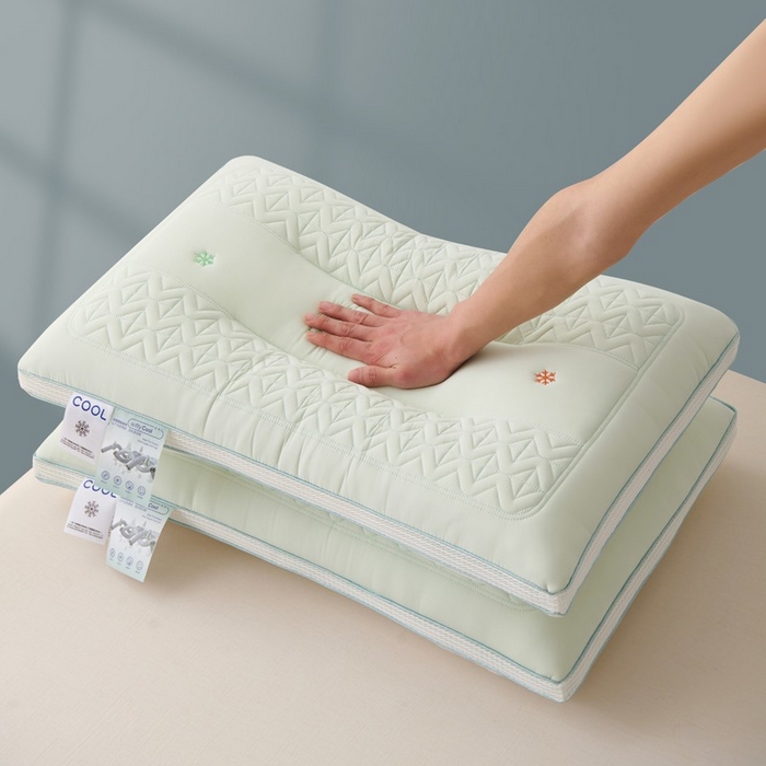 91家纺网 家纺一手货源 找家纺 佳尚枕芯 2025新款夏季超柔凉感冰丝乳胶枕头家用成人护颈椎助睡眠枕芯枕头 定型款-浅绿 48x74cm/只 高枕