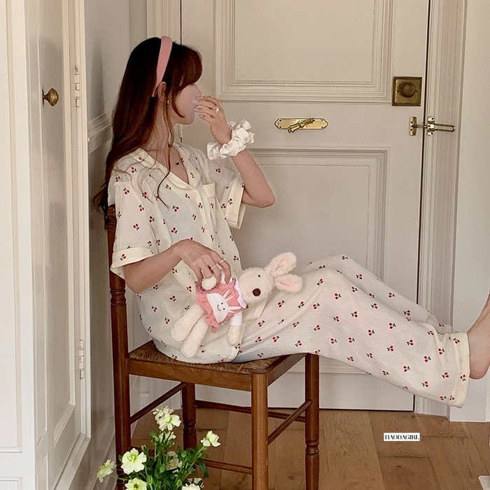 （总）妍景家居生活馆 2025新款卡通翻领皱皱纱短袖长裤