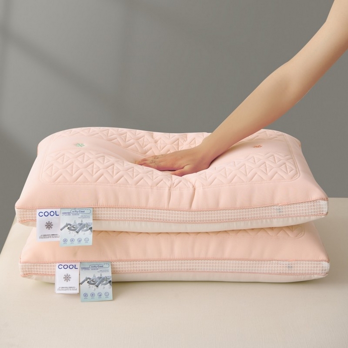 91家纺网 家纺一手货源 找家纺 佳尚枕芯 2025新款夏季超柔凉感冰丝乳胶枕芯枕头 粉色 48x74cm/只 低枕